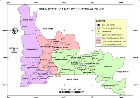 Map of Ogun State showing the three Local Government Areas Housing the ...