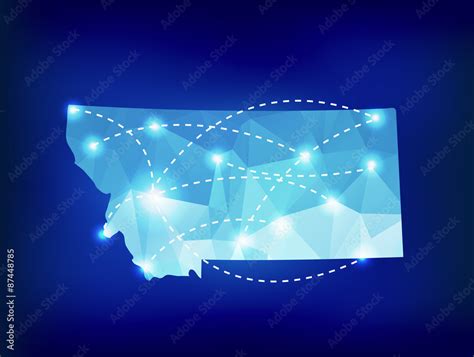 Montana state map polygonal with spotlights places Stock Vector | Adobe ...