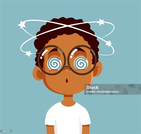 Dizzy Child Suffering Vertigo Symptoms While Nauseated Vector Character Stock Illustration ...