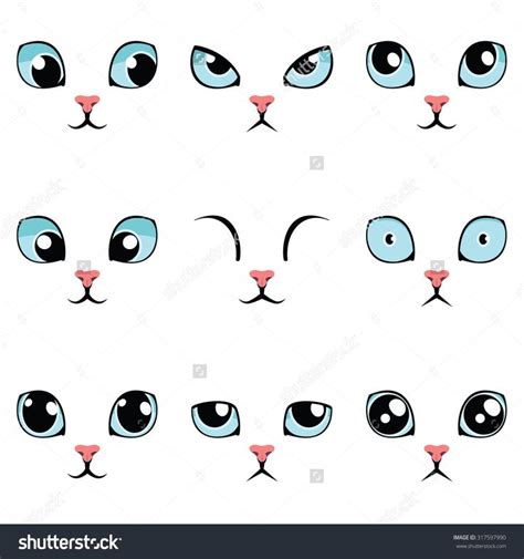 stock-vector-set-of-funny-cartoon-blue-cat-eyes-isolated-on-white-vector-illustration-317597990 ...