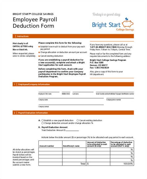 Payroll Deduction Form | Free Payslip Templates