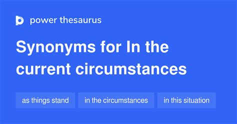 In The Current Circumstances synonyms - 167 Words and Phrases for In ...