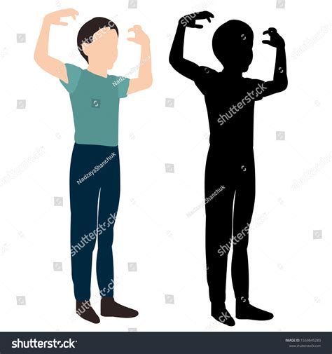 Silhouette Boy Standing Flat Style Stock Vector (Royalty Free ...