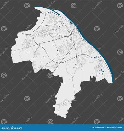 Detailed Map Of Mainz City, Linear Print Map. Cityscape Panorama Vector ...