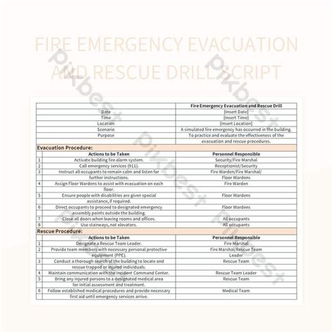 Fire Emergency Evacuation And Rescue Drill Script Excel | Template Free ...