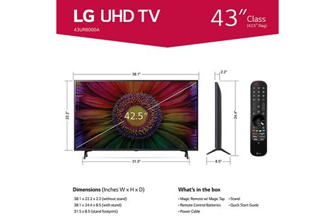 LG 43 Inch Class UR8000 series LED 4K UHD Smart webOS 23 w/ ThinQ AI TV ...