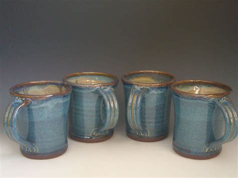 Hand thrown stoneware pottery large size mugs set of 4. $28.00, via Etsy. Hand Thrown, Mugs Set ...