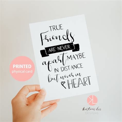 Friendship Quote Card, Typography Card, True Friends are never apart ...