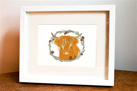 Highland Cow, Scottish Art, Animal Art, Scottish Keepsake, Scottish ...