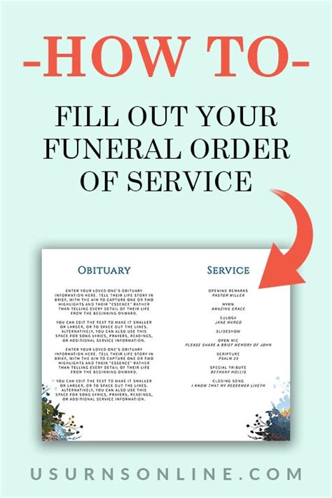 How to Write a Funeral Order of Service (+ Templates) » US Urns Online