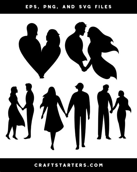 Couple Holding Hands Silhouette Clip Art