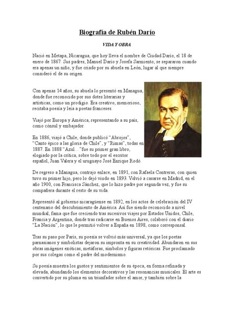 Biografía de Rubén Darío Con Fotos | Writers | Literary Movements