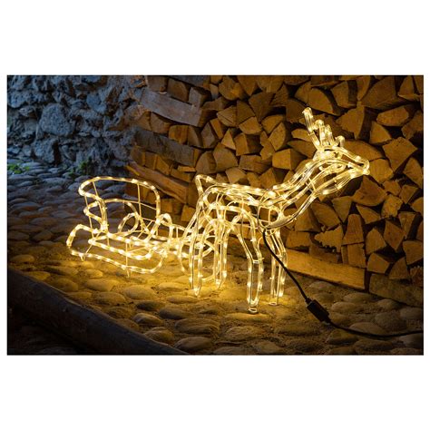 Lighted Reindeer with sleigh warm white 264 LEDs h 52 cm | online sales ...