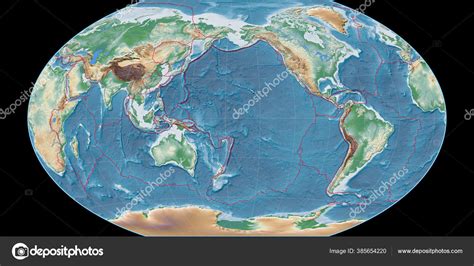 World Map Winkel Tripel Projection Centered 170 West Longitude Colored Stock Photo by ©Yarr65 ...