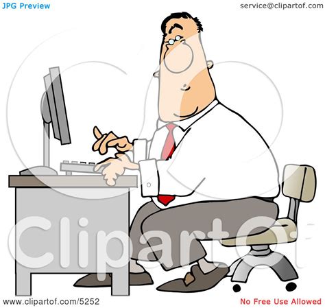 Man Typing On a Computer Keyboard In His Office at Work Clipart by djart #5252