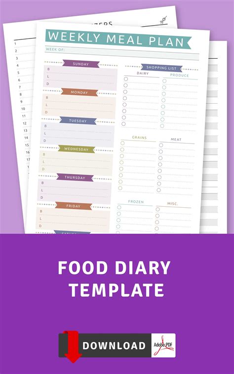 This Food Diary has everything you need to plan out your meals with a ...