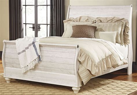 Willowton Whitewash Sleigh Bedroom Set from Ashley | Coleman Furniture