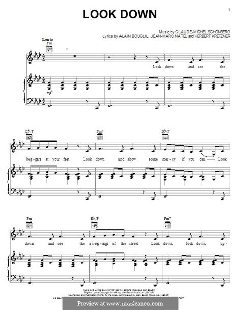 Look Down (Les Miserables) by C. Schönberg - sheet music on MusicaNeo