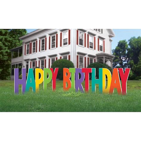 Rainbow Happy Birthday Plastic Yard Sign Phrase Set, 12.25in Letters, 4pc