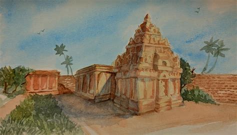 Tried painting a South Indian temple - CC welcome : r/Watercolor