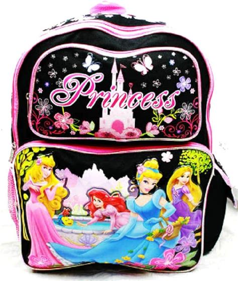 Disney Princess Backpack 16in Large School Bag | Black: Amazon.co.uk ...