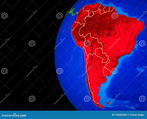 South America from space stock illustration. Illustration of political ...