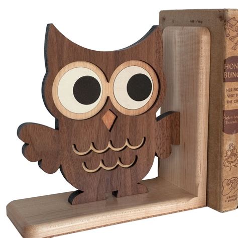 Wood Animal Nursery Bookend: Woodland Owl Baby or Kids Wooden