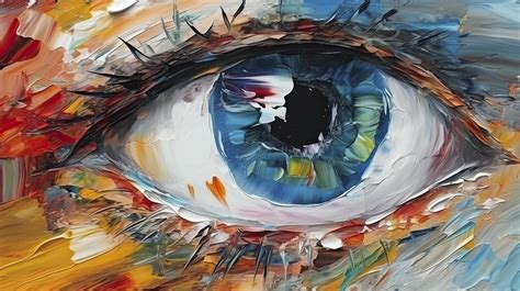 Oil painting. Conceptual abstract picture of the eye. Oil painting in colorful colors, Generate ...