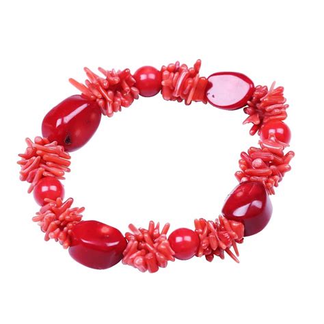 Cute fashion bracelet with red coral red stone bracelet coral sticks bracelet casual coral ...