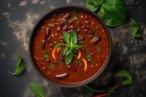 Premium AI Image | Chili Soup with Red Beans Bean Minestrone Vegetarian ...