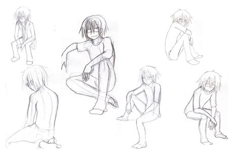 Anime Boy Poses Sitting