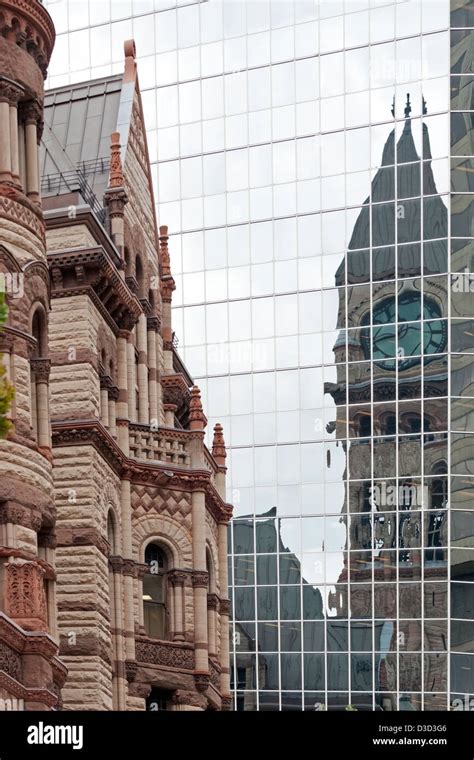 Toronto old city hall reflection old new flag Canada Stock Photo - Alamy