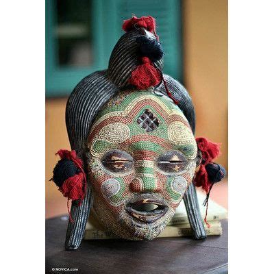 World Menagerie Hand Beaded Congo Zaire Wood Mask Wall Décor | African masks, African art, African