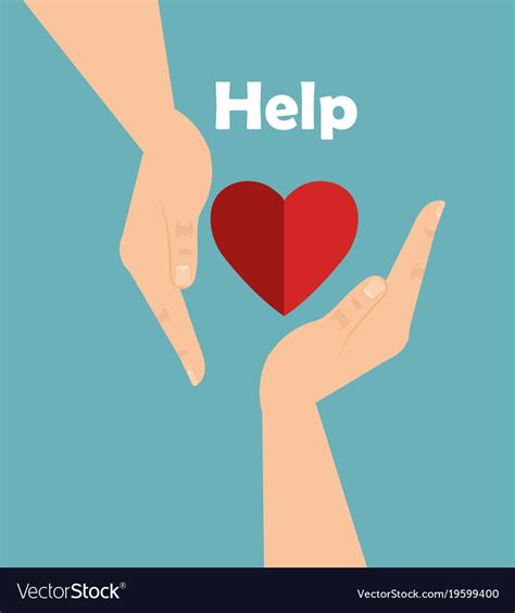 Hands with heart help Royalty Free Vector Image