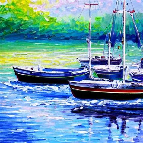 marine boats impressionism painting | OpenArt