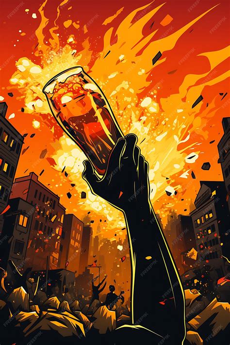 Premium AI Image | Molotov Cocktail Explosion in a Protest Scene Warm Tones of Poster Design 2D ...