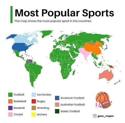 Most Popular Sport in each Country | World geography map, World ...