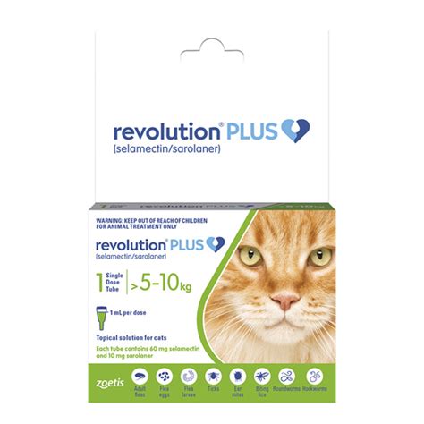 *1pk Revolution Plus for Cats 5.0 to 10kg treats fleas, worms & mites ...