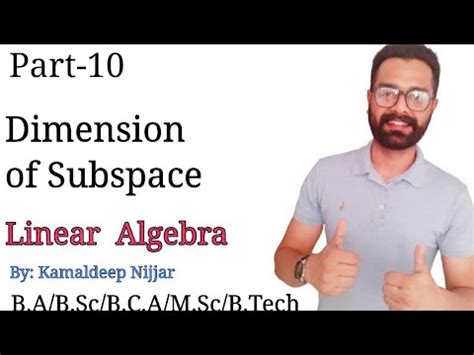 10. Dimension of subspace ||#Linearalgebra - YouTube