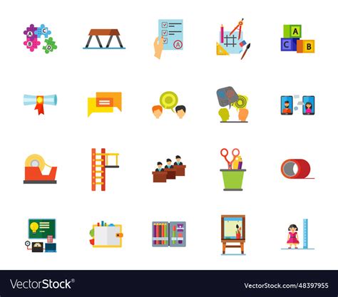 Middle school icon set Royalty Free Vector Image