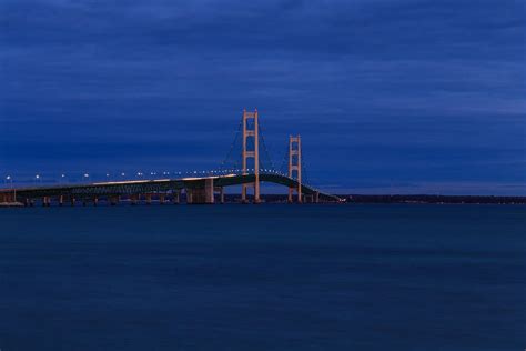 Mackinac Bridge Night View Photograph by Rachel Cohen