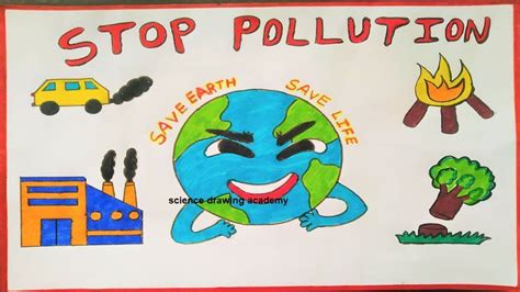 stop air pollution drawing | simple and easy | science drawing academy ...