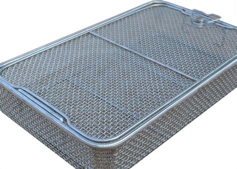 304 Stainless Steel Wire Mesh Medical Disinfection Basket 40cm x 25cm x ...