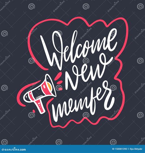 Welcome New Member. Hand Drawn Vector Lettering. Isolated on Black ...