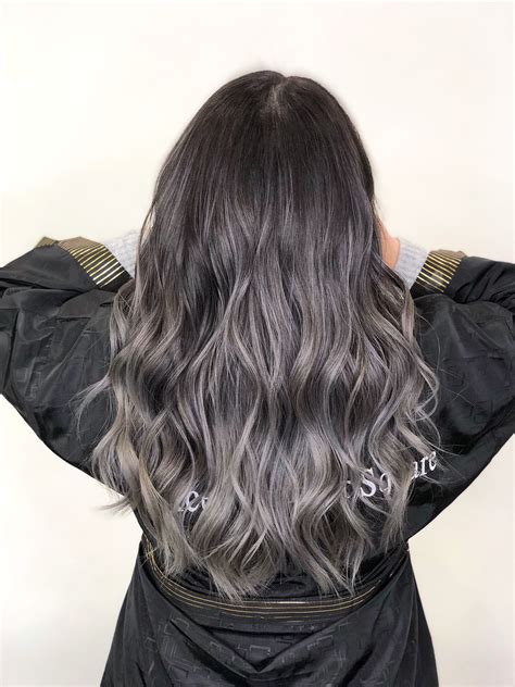 Ash Grey Balayage Ombre Highlights | Gray balayage, Ash grey hair, Ash ...