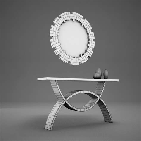 Dining Room Buffet Table Set Mirror 3D Model $10 - .max .3ds .dwg .fbx .obj - Free3D