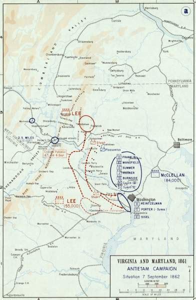 Antietam Campaign, September 7, 1862, campaign map, zoomable image | House Divided