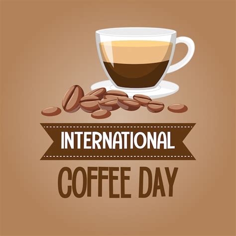 Premium Vector | International coffee day letter banner