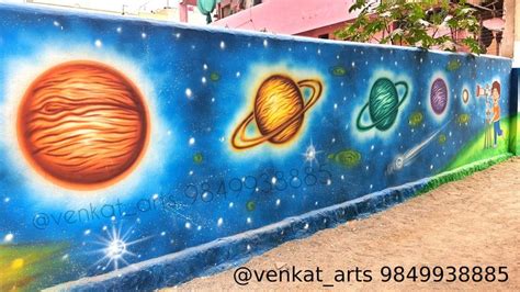 Galaxy Planets School Boundary Wall Painting Idea's School Wall Art Idea's, Venkat Arts ...