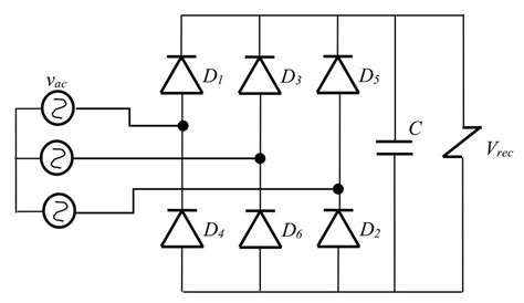 Circuit diagram for a three-phase diode rectifier. | Download ...